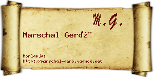 Marschal Gerő névjegykártya